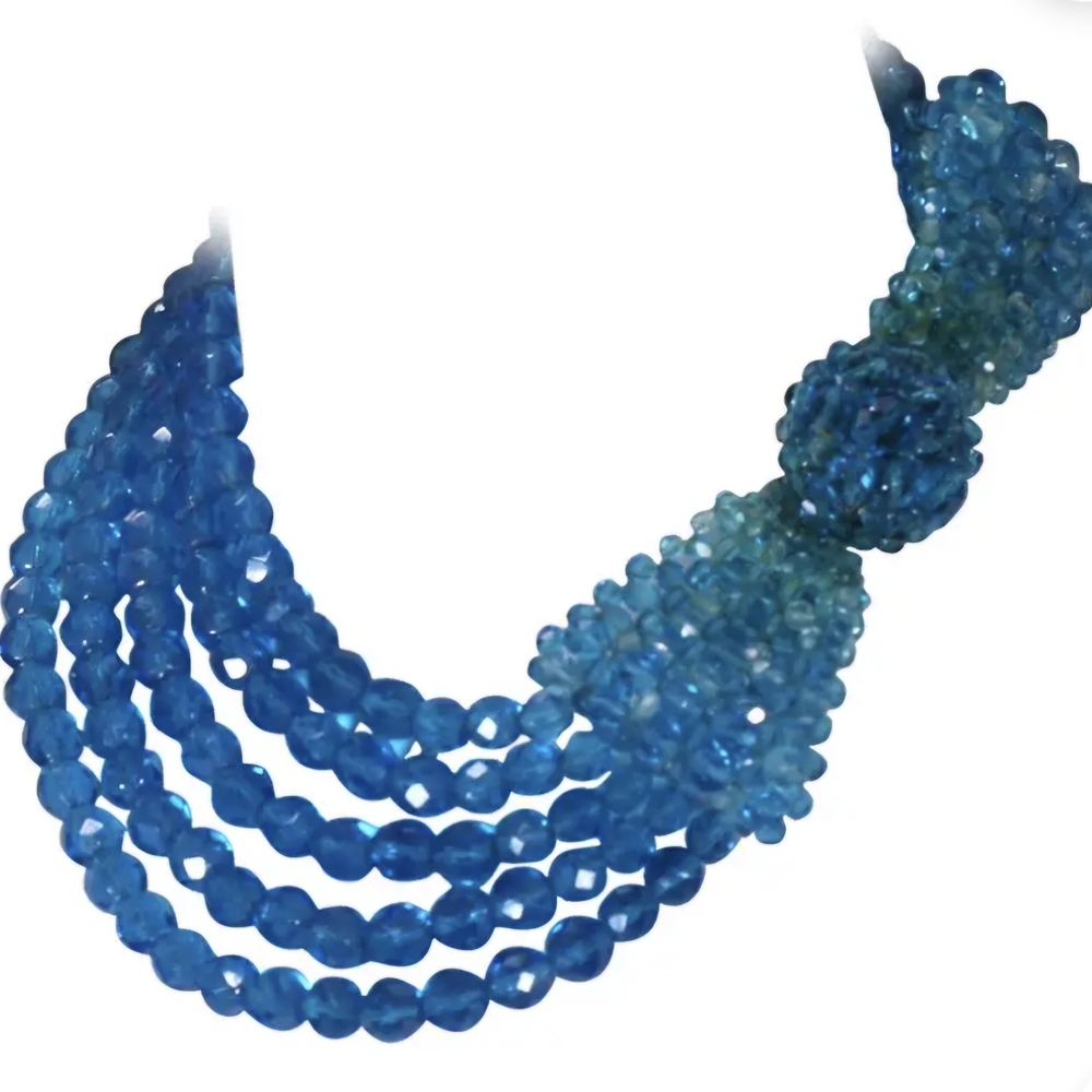 Vintage Coppola e Toppo Blue Crystal Multi Strand Ombre Bow Necklace. Very Rare